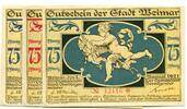 Thüringen 3x75 Pfg. Weimar, -