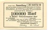 Niedersachsen 100 T. Mark Ehmen b. Fallersleben, Gewerkschaft Einigkeit I -