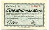 Bayern 1 Md. Mark 10.10.1923 Dirlewang, UNC