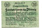 Ostpreu&szlig;en 25 Pfg. 16.7.1917 Allenstein, unz 13.87 US$  +  92.50 US$ shipping