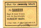 Bayern 20 Mark 1.2.1923 M&uuml;nchen, F.Bruckmann A.G., unz 40.47 US$  +  92.50 US$ shipping
