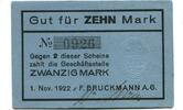Bayern 10 Mark 1.11.1922 M&uuml;nchen, F.Bruckmann A.G., unz 40.47 US$  +  92.50 US$ shipping