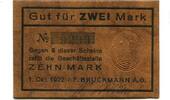 Bayern 2 Mark 1.10.1922 M&uuml;nchen, F.Bruckmann A.G., unz 40.47 US$  +  92.50 US$ shipping