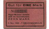 Bayern 1 Mark 1.11.1922 M&uuml;nchen, F.Bruckmann A.G., unz 40.47 US$  +  92.50 US$ shipping
