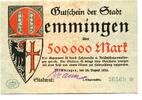 Bayern 500 T. Mark 24.8.1923 Memmingen, unz 26.59 US$  +  92.50 US$ shipping