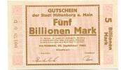 Bayern 5 Bio. Mark 22.9. 1923 Miltenberg, unz 92.50 US$  +  92.50 US$ shipping
