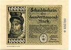 Bayern 100 T. Mark 1.8. 1923 Mindelheim, unz 32.37 US$  +  92.50 US$ shipping
