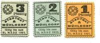 Bayern 1 Pfg. 2 Pfg. 3 Pfg. o.D.-31.3.1921 M&uuml;hldorf, I/I- 6.94 US$  +  92.50 US$ shipping