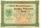 W&uuml;rttemberg 50 Md. Mark 13.11.1923 Munderkingen, unz 312.09 元  ＋  93.63 元 运费