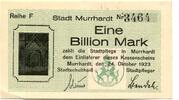 W&uuml;rttemberg 1 Bio. Mark 24.10.1923 Murrhardt, I/I- 546.16 元  ＋  93.63 元 运费