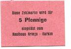 Westfalen 5 Pfg. Karken,Zahlmarken d.Kaufhauses Krings, -