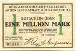 Rheinland 1 Mio. Mark Köln-Lindenthal, Metallwerke A.G., -