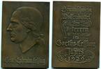 Deutschland, Bronzeguss Plakette Braunschweig Wolfenbüttel / den Förderern d. Goethe-Lessing Jahres, -