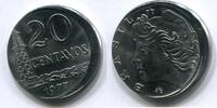 20 Centavos 1977 Brasilien ~ Dezentrierung / dezentriert ~ unc