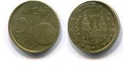 Spanien, 5 Cent Fehlprägung 5 Cent auf 10 Cent Ronde, -