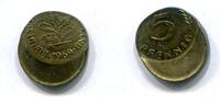 Deutschland, 5 Pfennig ca. 40% Dezentriert, -