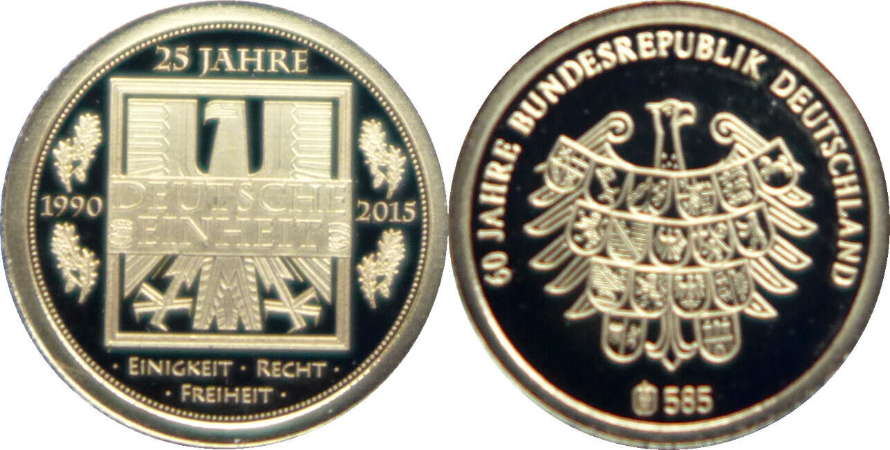 Gold Gedenkprägung 25 Jahre Deutsche Einheit 2015 Deutschland Medaille 2015 25 Jahre Deutsche Einheit Proof | MA-Shops