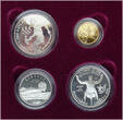 USA 2 x 1 Dollar, Half Dollar + 5 Dollar in Gold 1996 Münzenset U. S. Olympic Coins of the Atlanta Centennial Olympic Games Proof