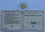 Liberia 25 Dollars 2001 Kleinste Goldmünze der Welt - J. W. von Goethe Proof, minimal fleckig