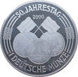 BRD Medaille 1996 Vereinigung der Mark - Inlay Prägung 1 DM und 1 DDR Mark - vergoldet Proof, fleckig