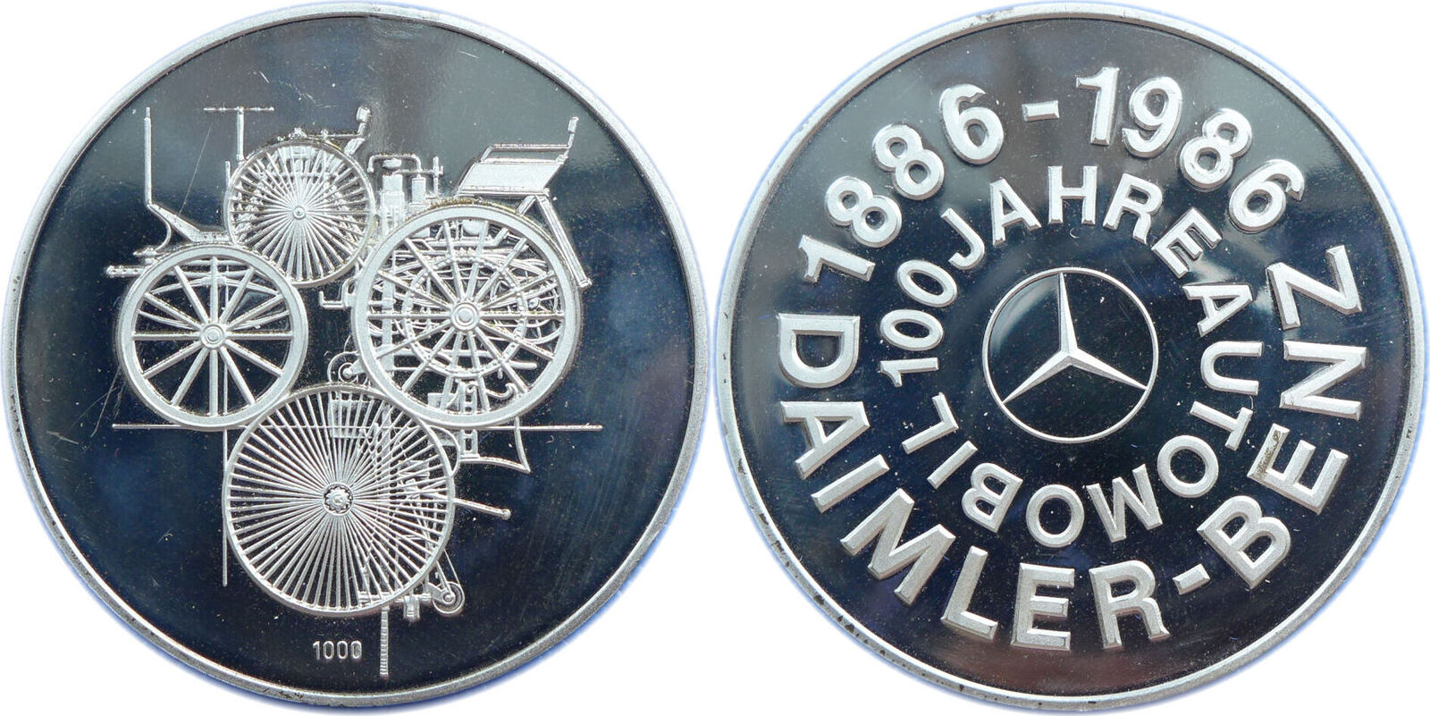 「das deutsche auge」 Deutschland Medaille 1986 100 Jahre Automobil Daimler-Benz 1886