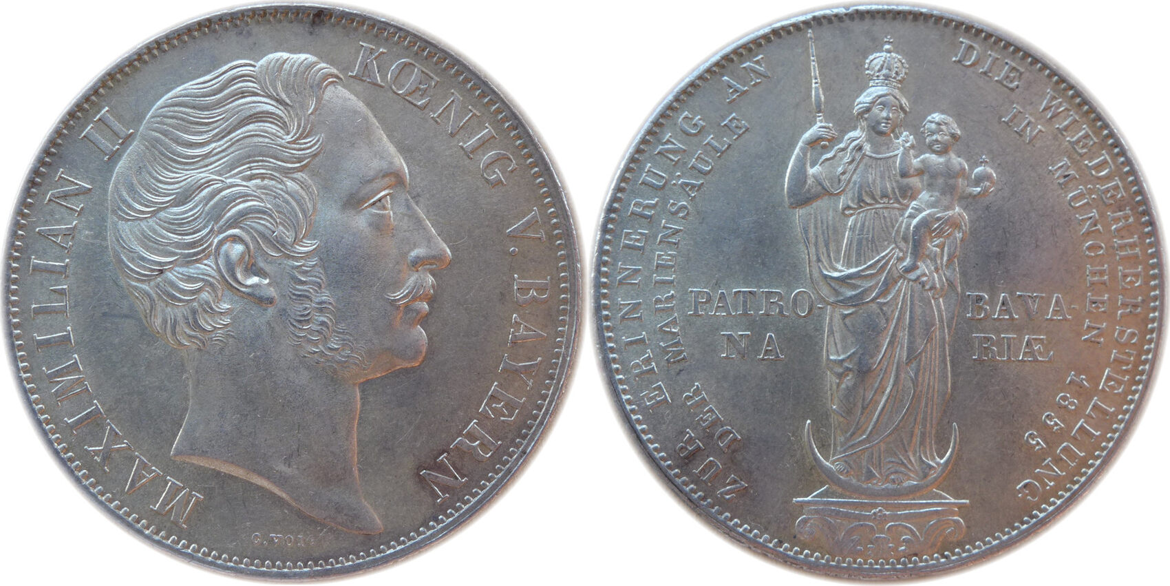 Bayern 2 Gulden 1855 Doppelgulden - Mariensäule München