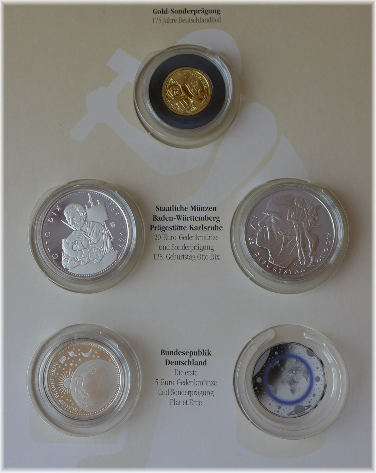  Deutschland 5x 20 Euro, 6x Sonderprägung, 1x Gold Sonderpr. 2016 Motiv 