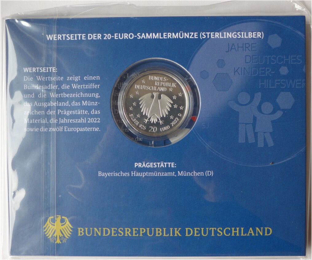 Bundesrepublik Deutschland 20 Euro 2022 D 20-Euro-Sammlermünze - 50 ...