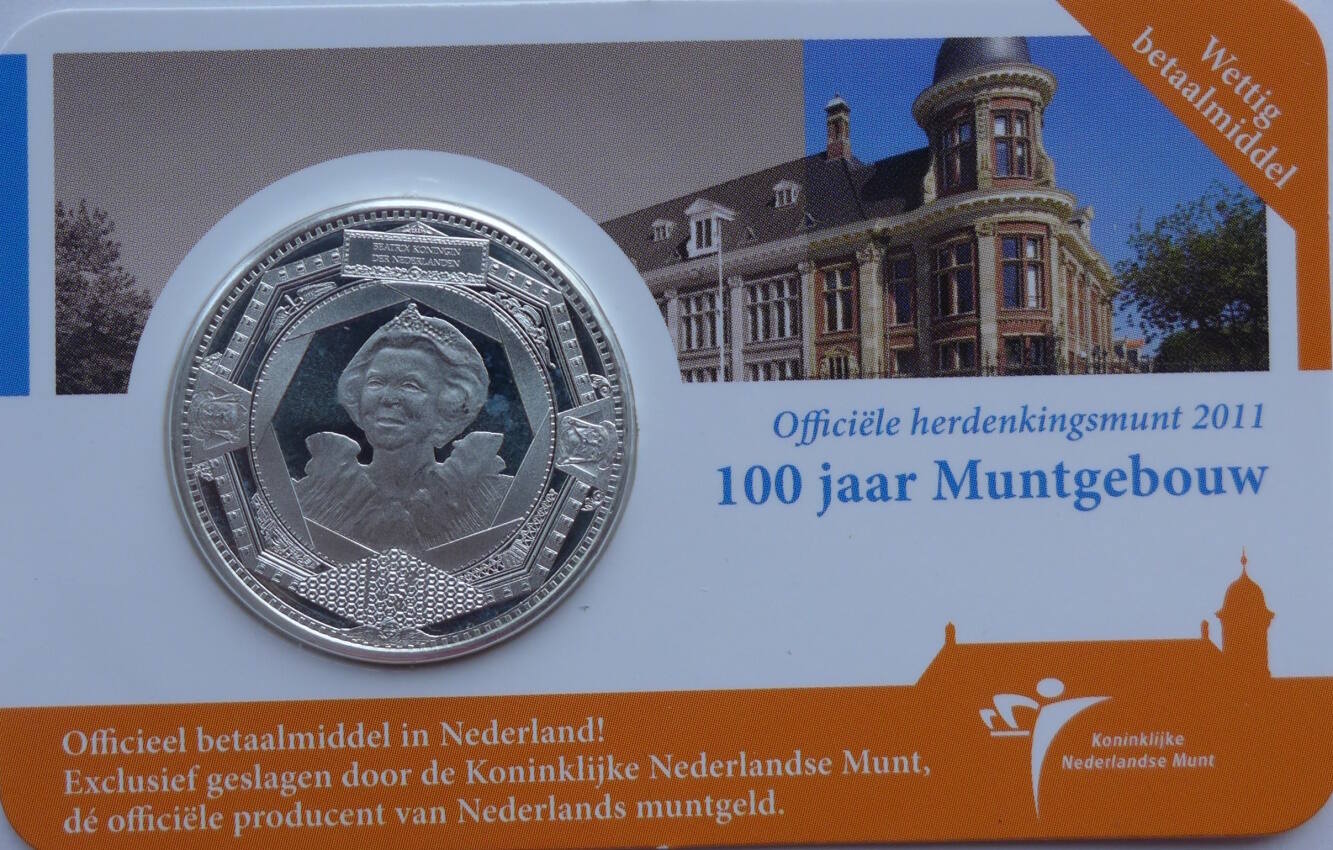 Niederlande 5 Euro 2011 100 jaar Muntgebouw - in Coincard unc, minimal  angelaufen | MA-Shops