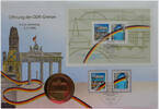 Deutschland Medaille Numisbrief Öffnung der DDR-Grenze - 1. Jahrestag 9.11.1990 -