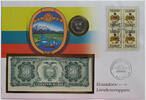 Ecuador 50 Sucres + 50 Sucres Banknote Numisbrief mit Banknote und Münze - Landeswappen -