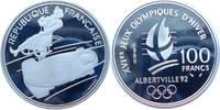 Frankreich 100 Francs Olympische Winterspiele 1992 in Albertville - Bobfahren - Schlittenfahren -