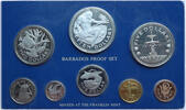 Barbados KMS 8 Münzen Proof Set 1 Cent - 10 Dollar, (5 Dollar + 10 Dollar in Silber) -