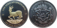 Gabun 1000 Francs CFA Golden Enigma Edition -Springbock- 1 Oz Ag mit Schwarz-Ruthenium & Gold veredelt -