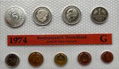 Deutschland 10,68 DM Kursmünzen-Satz (9 Münzen von 1 Pfennig bis 5 Mark) - Karlsruhe -