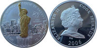 Cook-Inseln 10 Dollars Freiheitsstatue New York - Skulpturmünze - 1 Oz Silber mit Teilvergoldung -