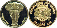 Kongo 100 Francs CFA Smallest Gold classics - Golden animals - the Elephant - Der Elefant - -