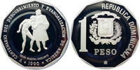 Dominicanische Republik 1 Peso Christoph Kolumbus und Eingeborener - 1 Oz Silber - Piedford-Prägung -
