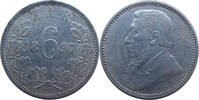 6 Pence 1897 Südafrika ZAR ss, Kratzer