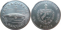 5 Pesos 1981 Kuba Fauna Cubana - Manjuari - Knochenhecht st, RS kl. dunkle Flecken, leichte Kratzer