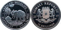 Somalia 10 Schilling African Wildlife - Elefant - 1/10 Oz Silber -
