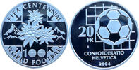 Schweiz 20 Franken 2004 100 Jahre FIFA PP, minimal fleckig 1,208.35 元  ＋  374.12 元 运费