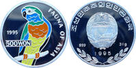 Nord Korea 500 Won Fauna of Asia - Hellroter Ara Parrot - Farbmünze -