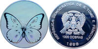 St. Thomas and Prinzeninsel 1000 Dobras Schmetterling in Hologrammtechnik -