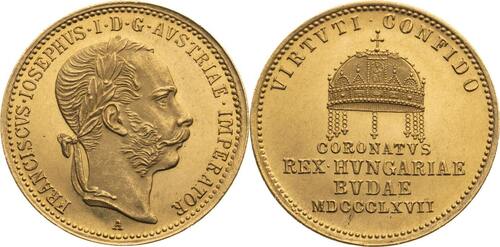 UNGARN 1867 Gold-Jeton Franz Joseph 1848-1916 UNC-