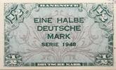 ALLIIERTE BESATZUNG - BANK DEUTSCHER LÄNDER 1 Halbe Mark, Serie 1948 -