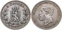 NORWEGEN 2 Kronen Oskar II. 1872-1905 1900 -