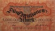LÄNDERBANKNOTEN BADEN-WÜRTTEMBERG, INFLATION 5 Millionen Mark -