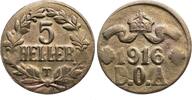 DEUTSCH-OSTAFRIKA 5 Heller 1916 Tabora Sehr sch&ouml;n 468.18 元  ＋  382.35 元 运费