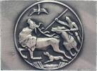 JAGD UND FISCHEREI Versilberte Bronze-Gussplakette -